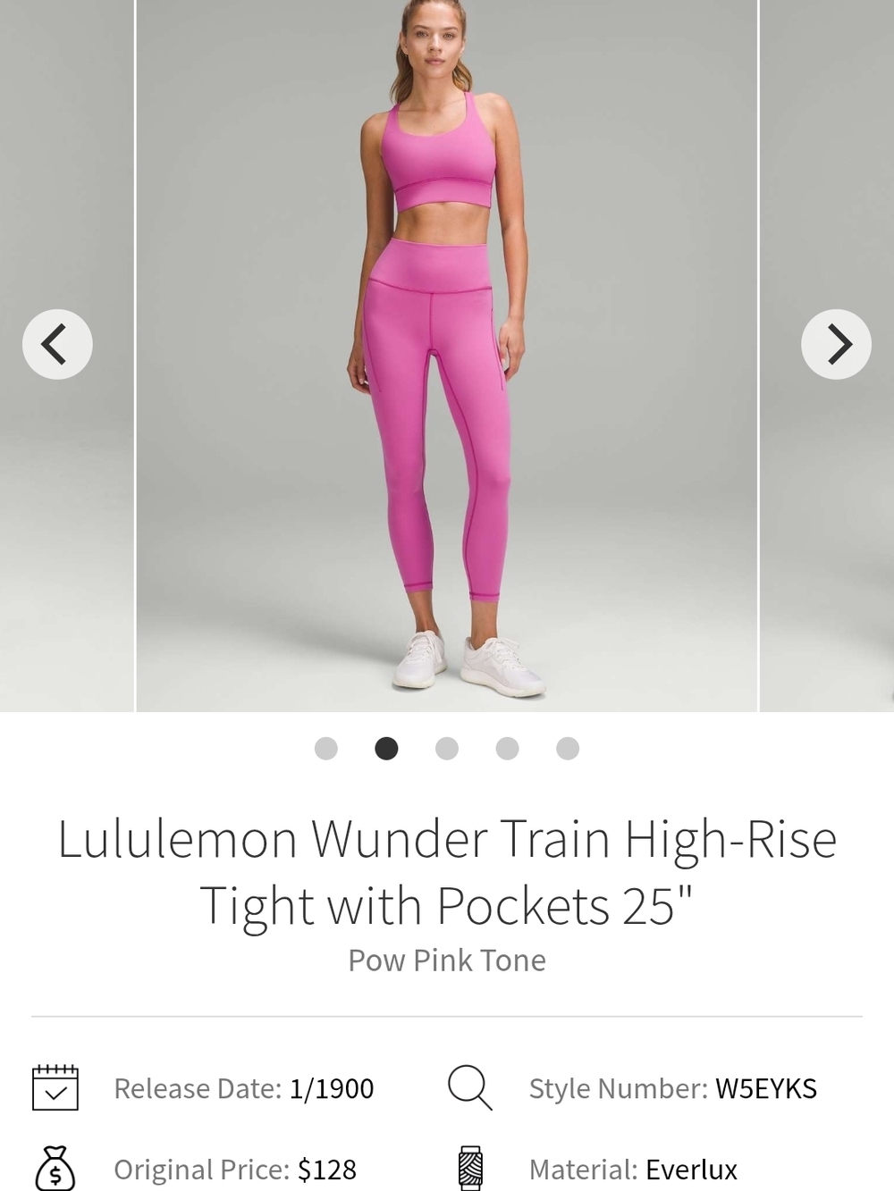 Lululemon Wunder Train High-Rise Tight With Pockets 25"